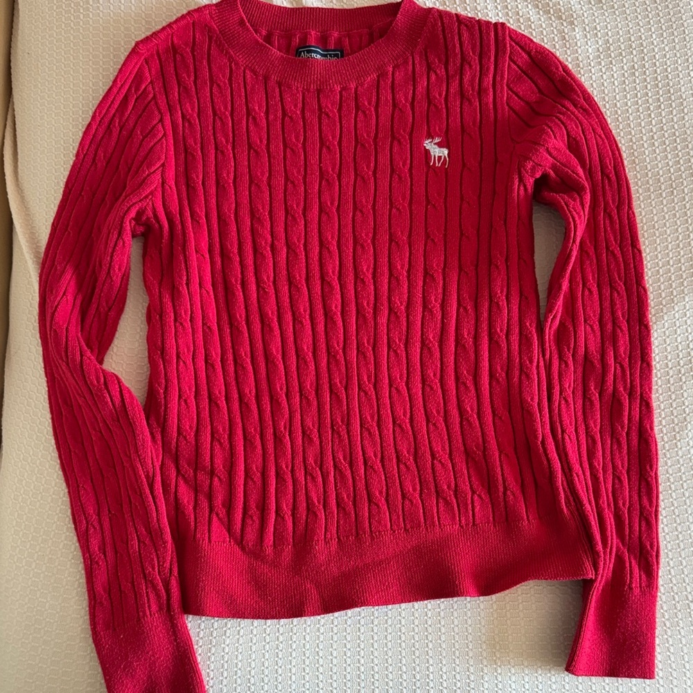 A&F Red Cable Knit Sweater